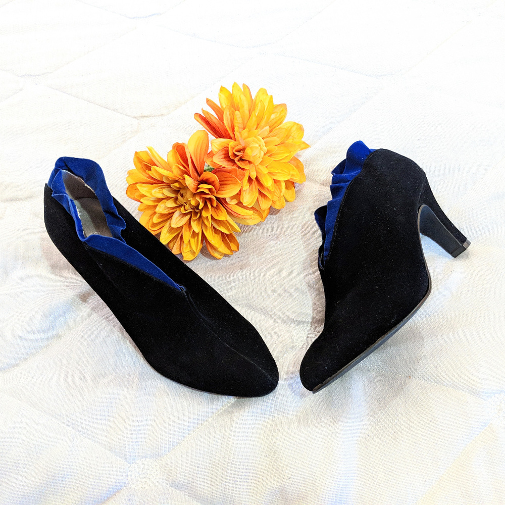 🆕 ANDIAMO Ankle High Heel Boots Suede Leather Sz 7.5